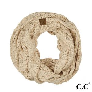 C.C Cable Knit Infinity Scarf New Beige
